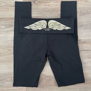 NWOT 2015 VS Gold Glitter Angel Wings Leggings - S